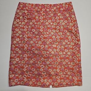 J crew floral pink  pencil skirt size 4